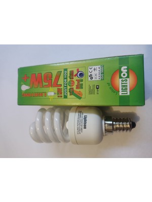 Lightson 13 Watt Sarı Işık 2700K İnce Duylu E14 Spiralli Tasarruflu Ampul 10 Adet