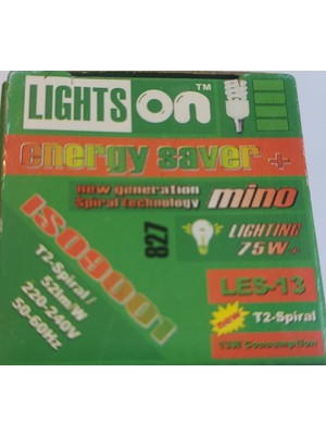 Lightson 13 Watt Sarı Işık 2700K İnce Duylu E14 Spiralli Tasarruflu Ampul 10 Adet