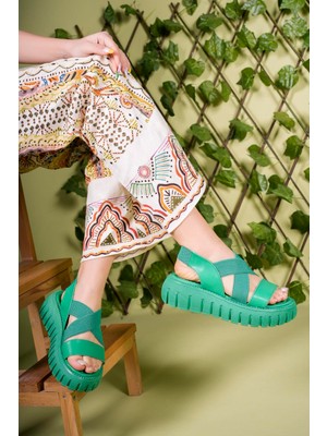 Riccon Kadın Sandalet 0012604YEŞIL