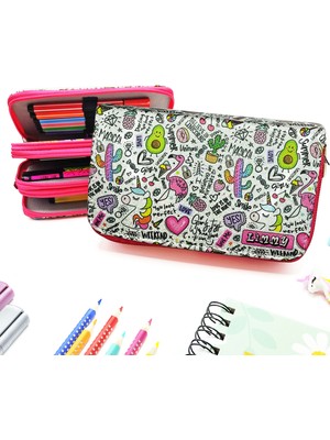 Limmy Simli Işıltılı Avokado Unicorn Flamingo Kalem Kutusu Vegan Deri Kalem Kutu