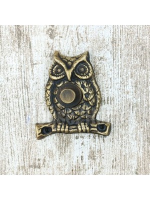 House2Home El Yapımı Pirinç Baykuş Kapı Zili. Antik Sarı