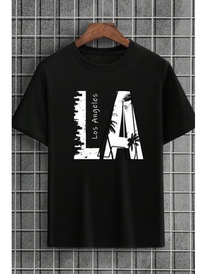Only Trendwear  Unisex Los Angles Baskılı Tasarım Tshirt