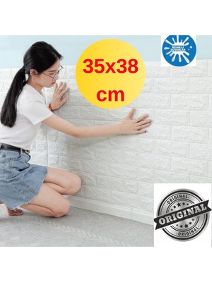 Renkli Duvarlar 35x38 cm Beyaz Kendinden Yapışkanlı 3D Esnek Duvar Kağıdı Paneli