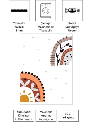 Vivica Dijital Baskı Kaymaz Taban Makinede Yıkanabilir Çocuk Odası Halısı Bebek Odası Halısı
