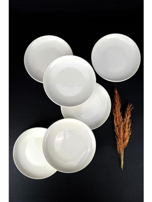 Digithome Semazen 6’lı Porselen Pasta ve Sunum Tabağı Seti 17 cm Krem - TL4054475 C320.003
