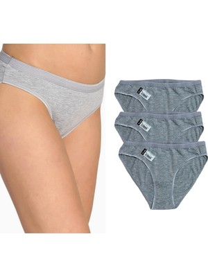 Tutku Kadın Suyolu Bikini Slip Külot 3'lü Paket Gri