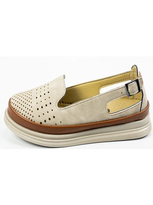 Aktaş Ayakkabı Kadın Kum Rengi Ortopedik Babet Ayakkabı