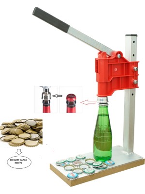 Başarı Ortopedi 200 Kapak  +  Şişe Kapatma Aleti Soda Gazoz Şişe Kapak Kapatma Makinesi Orjinal Ürün