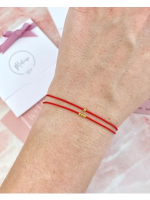 Atelier Çağla Ikili Kırmızı Ip Bileklik