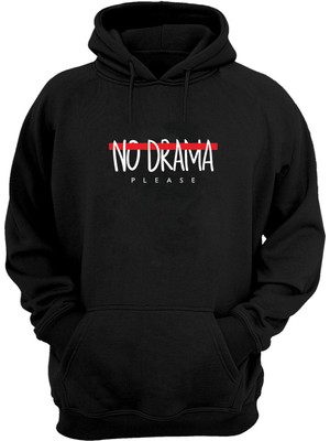 The Wert  No Drama Please Baskılı Siyah Normal Kalıp Şardonlu Kalın Sweatshirt