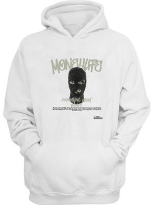 The Wert  Everything About Money Baskılı Beyaz Normal Kalıp Şardonlu Kalın Sweatshirt