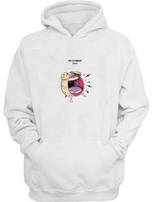 The Wert  The 2 22 Project Q Nıtty Baskılı Beyaz Normal Kalıp Şardonlu Kalın Sweatshirt