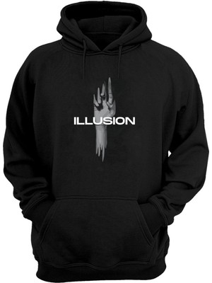 The Wert  Illusıon Baskılı Siyah Normal Kalıp Şardonlu Kalın Sweatshirt