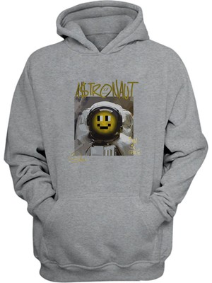 The Wert  Astronaut, I Am In Space Baskılı Gri Normal Kalıp Şardonlu Kalın Sweatshirt