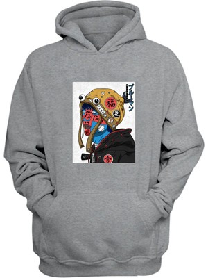 The Wert  Burüman Baskılı Gri Normal Kalıp Şardonlu Kalın Sweatshirt