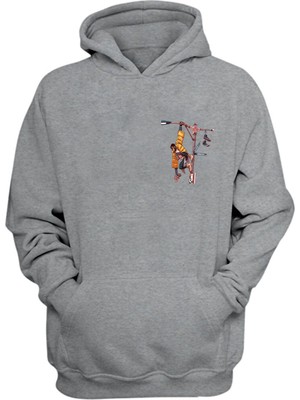 The Wert  Kıng Now Here Monkey Baskılı Gri Normal Kalıp Şardonlu Kalın Sweatshirt
