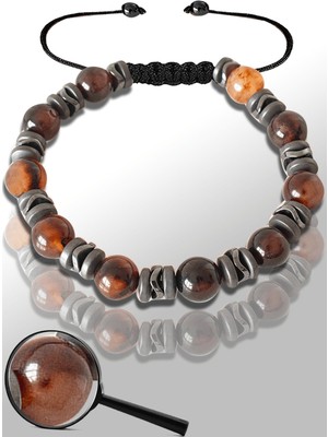 Tesbih Atölyesi Mat Hematit - Kahverengi Akik Taşı Ayarlamalı Bileklik