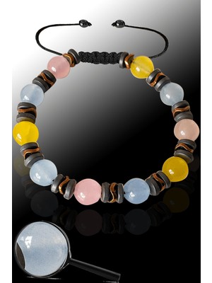 Tesbih Atölyesi Akuamarin, Pembe Kuvars, Morganit Taşı Ayarlamalı Bileklik