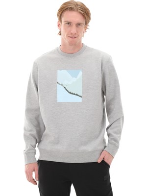 ESWTP0005 Esqudo Sweatshırt Prınt Erkek Sweatshirt Gri