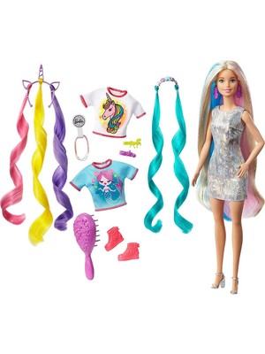 Barbie Rengarenk Saçlar Bebeği, Aksesuarlar, Saç Şekillendirme Parçaları İle GHN04