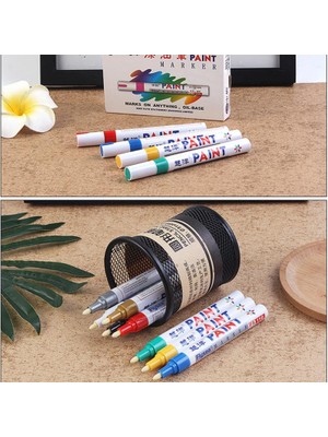 Mingjinshop3 09 2 Adet Tarzı 12 Renk Boya Marker Kalem Su Geçirmez Çabuk Kuruyan Yağlı Mürekkep Solmaz Araba Lastiği Lastik Sırtı CD Metal Kalıcı Boya Marker Fiber Ucu (Yurt Dışından)