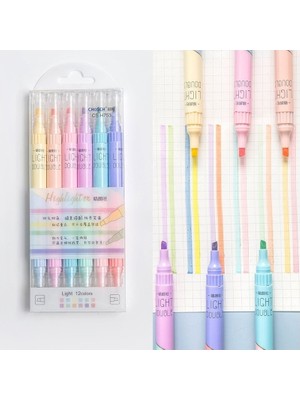 Mingjinshop3 6 Kalem Set Stili 6 Adet Işık Fosforlu Kalem Seti 3mm Çift Uçlu Çift Renkli Marker Liner Cetvel Kalemi Paint Art Ofis Okul Malzemeleri A6477 (Yurt Dışından)