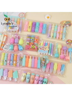 Mingjinshop3 D Stili Ute Mini Fosforlu Kalem Güzel Karikatür Boya Marker Kalem Okul Ofis Ofis Kırtasiye Tedarik Kapsül Vitamin Kawaii Komik (Yurt Dışından)