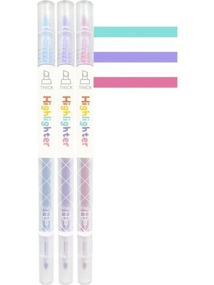 Mingjinshop3 3 Renk-D Stili Marker Kalem Seti Pastel Fosforlu Çift Ucu Marcadores Dıy Dergisi Scrapook Okul Malzemeleri Kırtasiye (Yurt Dışından)