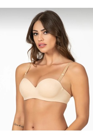 Kadın Straplez Sütyen Ön Tokalı Tel Yok Dikişsiz Bandeau Sütyen Push Up Sırtsız  Sütyen Çıkarılabilir Askılı İç Çamaşırı : : Moda