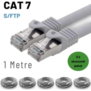 5 Adet 1 Metre  Cat7 Kablo S/ftp Ethernet Network Lan Ağ Kablosu