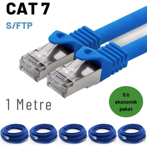 5 Adet 1 Metre  Cat7 Kablo S/ftp Ethernet Network Lan Ağ Kablosu