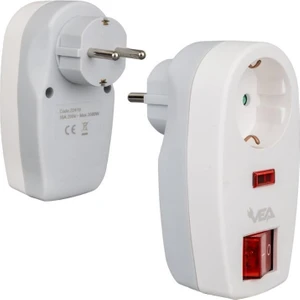 VE-22419 16 Amper - 3500 Watt LED Göstergeli Anahtarlı Tekli Akım Korumalı Priz