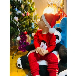 Christmas Noel Yeni Yıl Yılbaşı Ponponlu Noel Baba Şapkalı My First Christmas Kardan Adam Baskılı Bebek Body ve Şapka