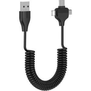 Sanec Spiral Tasarımlı Micro, Type-C ve Lightning To USB 3'ü 1 Arada  Şarj  Kablosu 1 Metre - Oto Şarj Kablosu