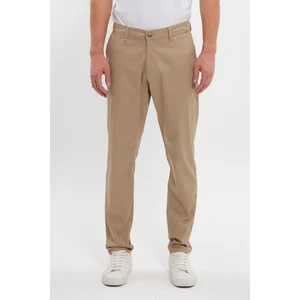 Theseason Erkek Yazlık Bej Gabardin Pamuklu Keten Slim Fit Yan Cep Esnek Chino Pantolon