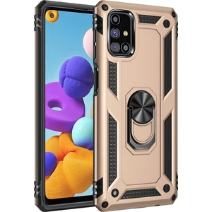 Samsung Galaxy M51 Kılıf Sofya Yüzüklü Silikon Kapak - Gold