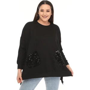 Kadın Iki Iplik Cebi Pulpayetli Oversize Sweat