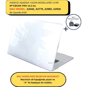 Macbook Pro Kılıf 14.2 inç M1-M2-M3-M4, Kristal (Touchbarsız 14" Pro) A2442 A2779 A2992 A2918 A3112 A3401 A3185 ile Uyumlu