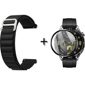 Huawei Watch Kancalı Kumaş Kordon Kayış + Ekran Koruma Filmi