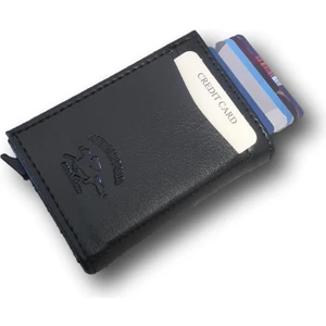 Anıl Bags Siyah Suni Deri Mekanizmalı Otomatik Kızaklı Kartlık Cüzdan (7CMX10CM)