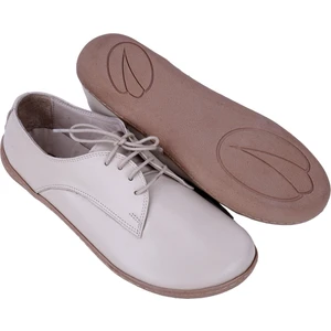 Bayan Bej Oxford Stil Barefoot Ayakkabı, Taraklı Ayakkabı, 100% El Yapımı ve Napa Deri