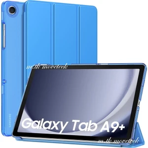 M.TK Moveteck Samsung Galaxy Tab A9 Plus 11 Inç 2023 Tablet Kılıfı Smart Standlı Pu Deri Pc Yarı Saydam Hafif Slim Kapaklı SM-X210