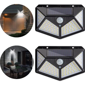 Güneş Enerjili Bahçe Aydınlatma Lambası Villa Balkon Garaj Kapısı Aplik Solar 100 LED Lamba