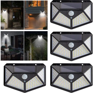 Güneş Enerjili 4 Adet Bahçe Aydınlatma Lambası Villa Balkon Garaj Kapısı Aplik Solar 100 LED Lamba