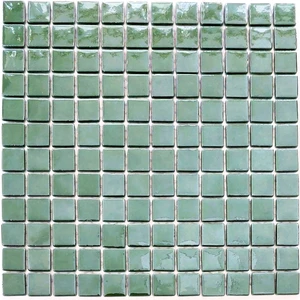 Mutfak, Banyo, Havuz, Sauna, Spa Vb. Tüm Mekanların Tüm Yüzeylerinde Kullanılabilir 25x25 mm Yeşil Cam Mozaik. ( 1 Kutu = 10 File Karo = 1 m2 Fiyatıdır )