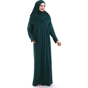 Ihvan Online Zümrüt Yeşili Tek Parça Pratik Başörtülü Robalı Namaz Elbisesi 8015