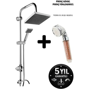 Tekno Trust Duş Robotu Başlığı Boncuklu Lüx Siyah Kare Tepe Yağmurlama Duş Başlığı Seti Robotu