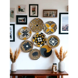 Atlas Home Art 8li bohem afrikan Hasır Duvar Tabağı Seti