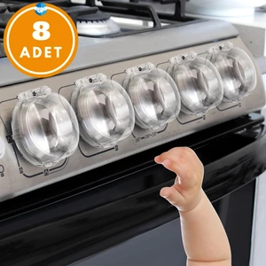 8 Adet Iz Bırakmaz Montajsız Ocak ve Fırın Gaz Düğmesi Kapatıcı Güvenlik Kapağı Bebek Güvenlik