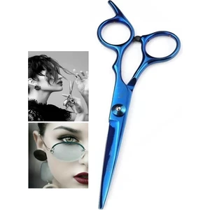 Titanium Metalik Mavi Saç Kesim Makası Düz Uçlu 6 Inç 17CM XLQ503B